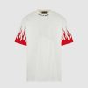 Uomo Vision of Super T-Shirt | T-Shirt Bianca Con Fiamme Rosse Stampate