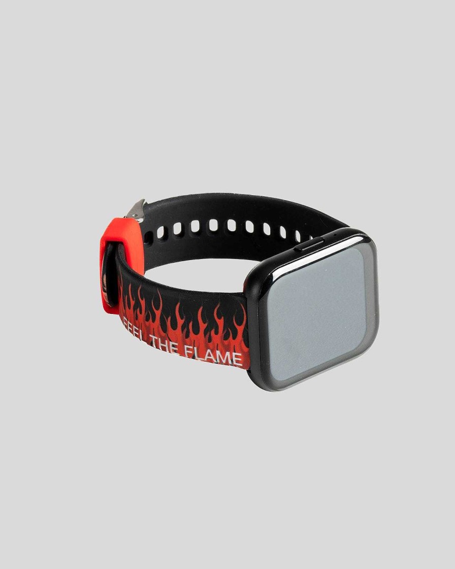 Uomo Vision of Super Accessori | Smartwatch Nero Con Fiamme Rosse E Logo Bianco