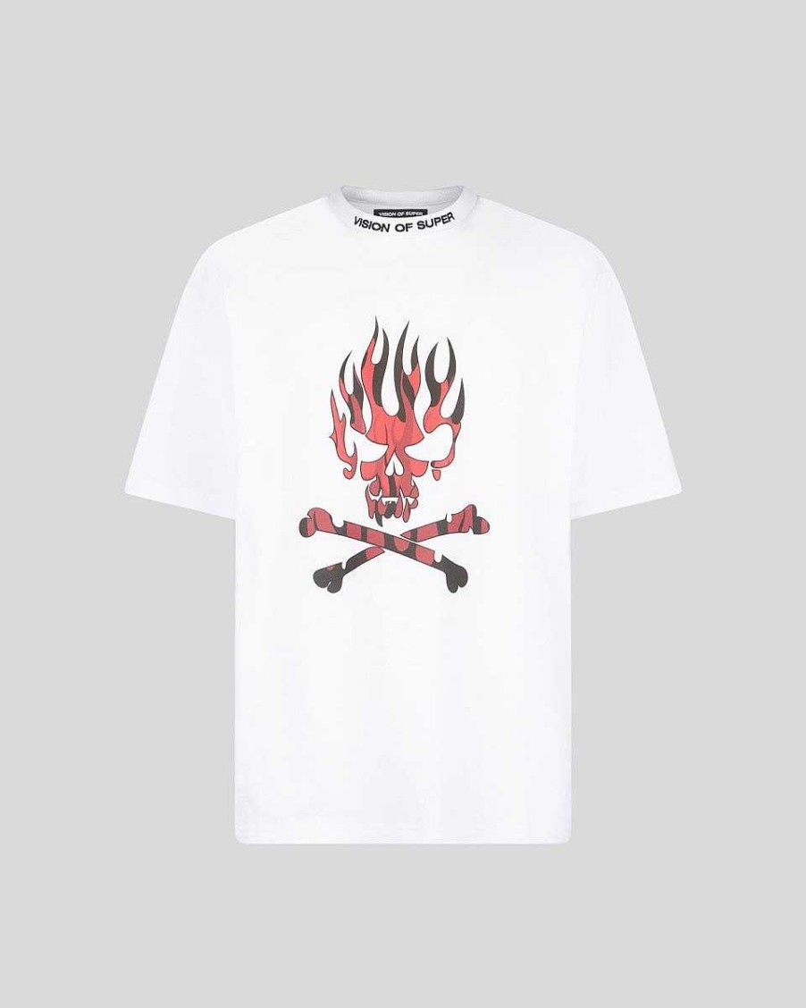 Uomo Vision of Super T-Shirt | T-Shirt Bianca Con Grafica Ghost Rider