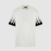 Uomo Vision of Super T-Shirt | T-Shirt Bianca Con Fiamme Nere Stampate