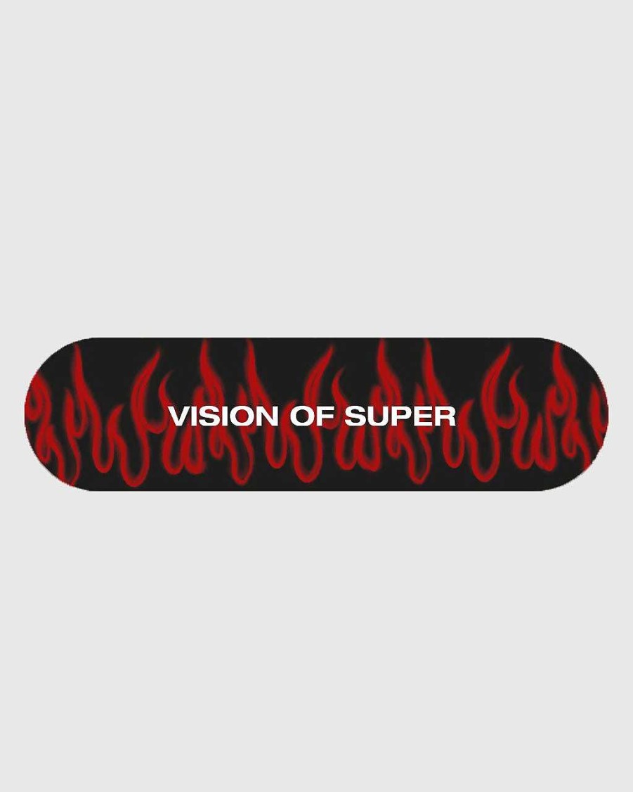 Uomo Vision of Super Accessori | Skateboard Nero Con Fiamme Spray Rosse