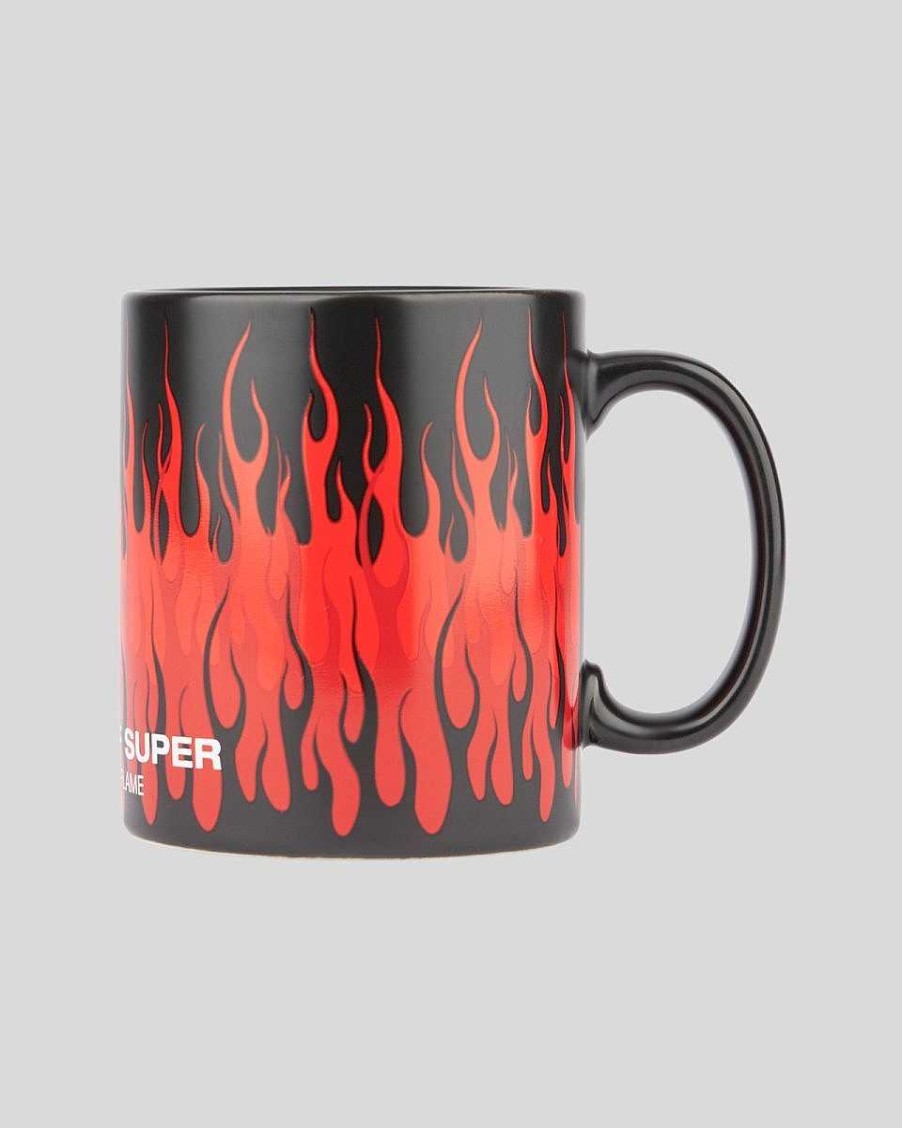 Uomo Vision of Super Accessori | Tazza Nera Con Triple Fiamme E Stampa Del Logo