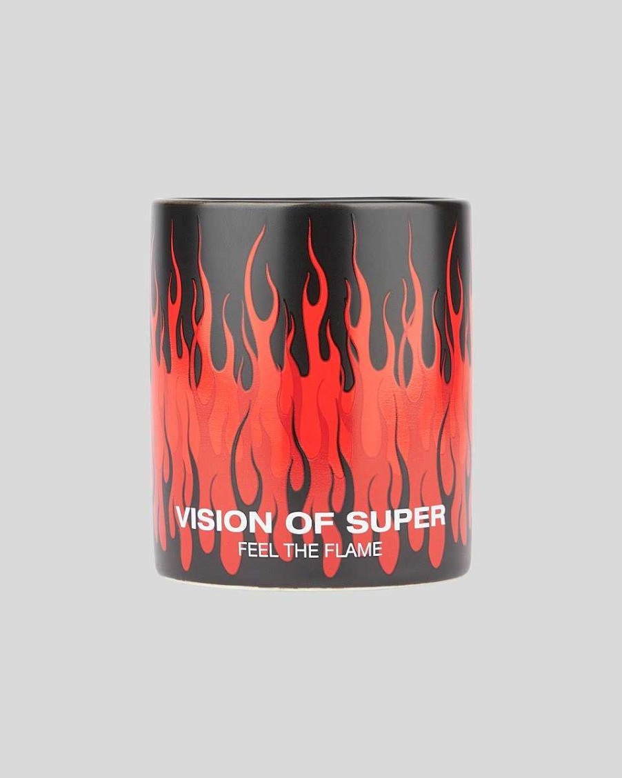 Uomo Vision of Super Accessori | Tazza Nera Con Triple Fiamme E Stampa Del Logo