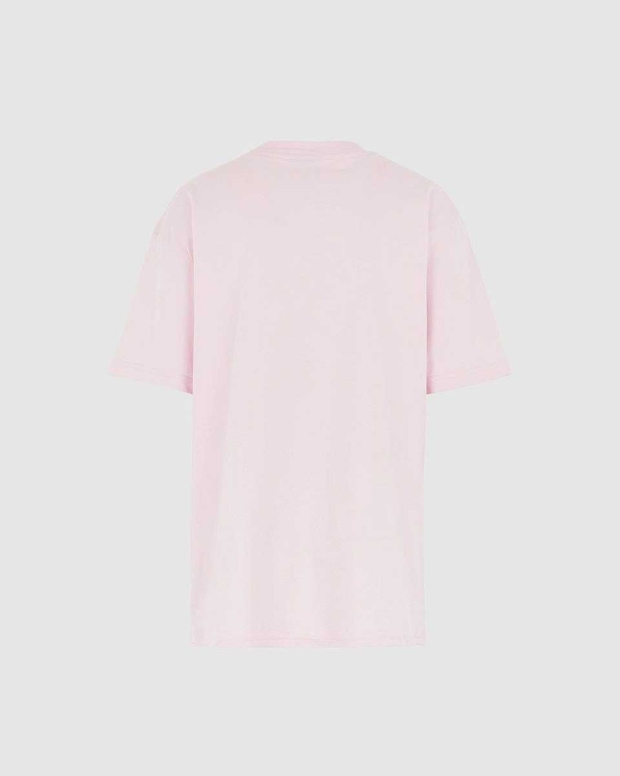 Uomo Vision of Super T-Shirt | T-Shirt Rosa Con Cuore Fiammeggiante Ricamato