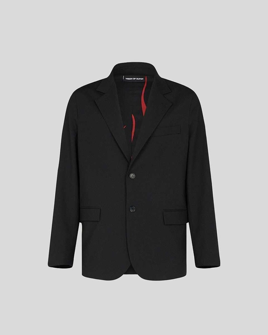 Uomo Vision of Super Completi | Blazer Nero Con Fiamme Interne