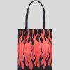 Uomo Vision of Super Accessori | Borsa Shopper Nera Con Triple Fiamme E Stampa Del Logo