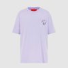 Uomo Vision of Super T-Shirt | T-Shirt Lilla Con Cuore Fiammeggiante Ricamato