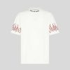 Uomo Vision of Super T-Shirt | T-Shirt Bianca Con Fiamme Ricamate Rosse