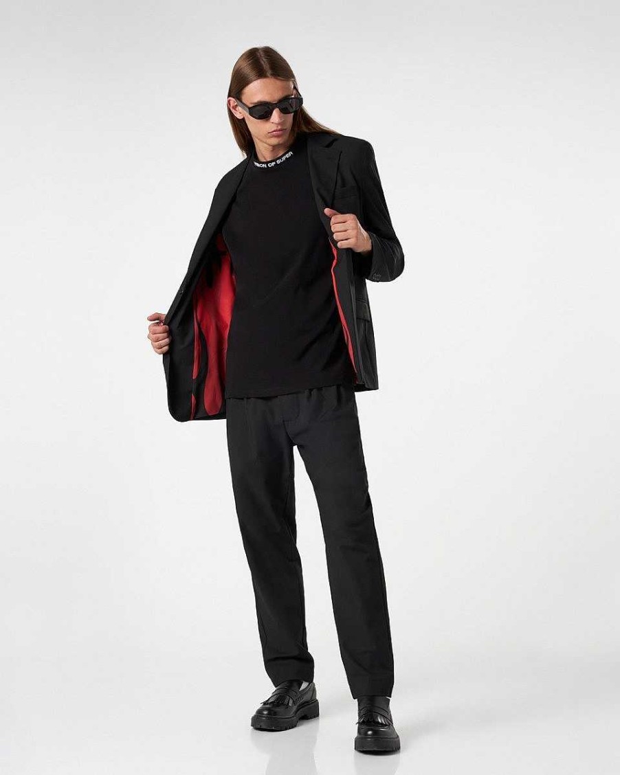 Uomo Vision of Super Completi | Blazer Nero Con Fiamme Interne