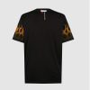 Uomo Vision of Super T-Shirt | T-Shirt Nera Con Fiamme Arancioni