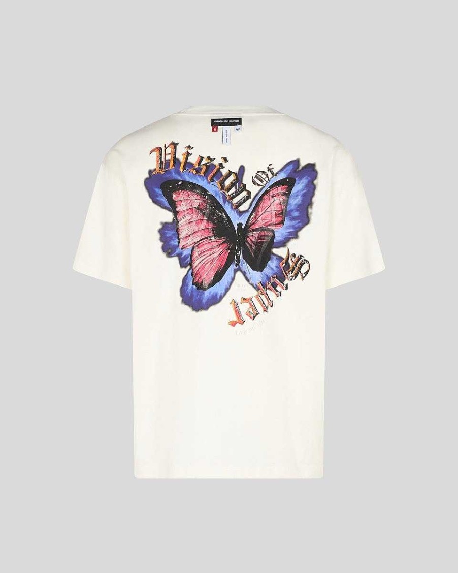 Uomo Vision of Super T-Shirt | T-Shirt Bianca Con Grafica A Farfalla