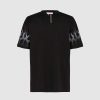 Uomo Vision of Super T-Shirt | T-Shirt Nera Con Fiamme E Logo Bianchi