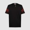 Uomo Vision of Super T-Shirt | T-Shirt Nera Con Fiamme Rosse