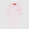 Uomo Vision of Super T-Shirt | T-Shirt Rosa Con Cuore Fiammeggiante Ricamato