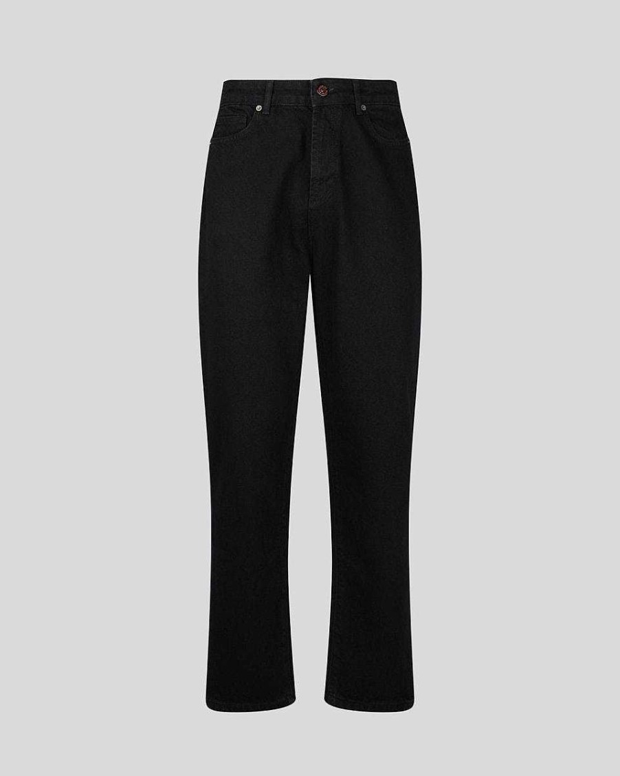 Uomo Vision of Super Pantaloni | Pantaloni In Denim Nero Con Grafica "Super".