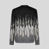 Uomo Vision of Super Maglie | Maglia Nera Con Doppie Fiamme Grigie