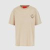 Uomo Vision of Super T-Shirt | T-Shirt Marrone Chiaro Con Cuore Fiammeggiante Ricamato