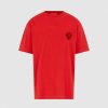 Uomo Vision of Super T-Shirt | T-Shirt Rossa Con Cuore Fiammeggiante Ricamato