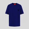 Uomo Vision of Super T-Shirt | T-Shirt Blu Con Cuore Fiammeggiante Ricamato