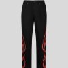 Uomo Vision of Super Pantaloni | Jeans Neri Con Fiamme Rosse